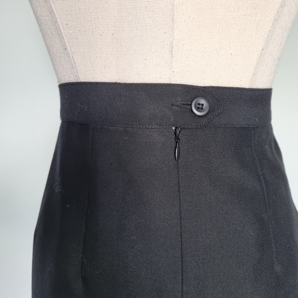 Fletcher Jones Black Wool Blend Midi Pencil Skirt Vintage 90s Size 16 - Picture 7 of 11